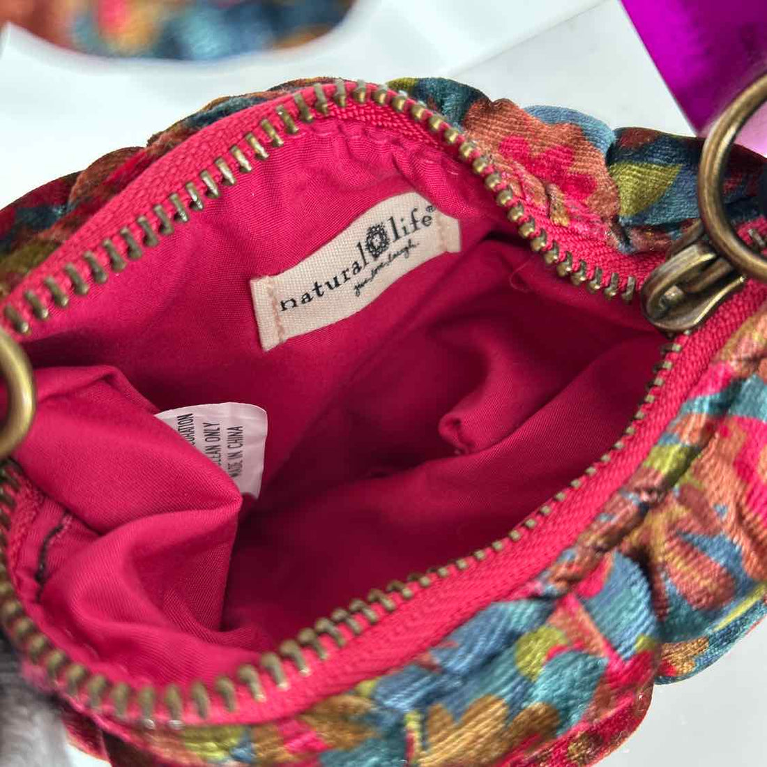 Natural Life Pink & teal Velvet Clutch