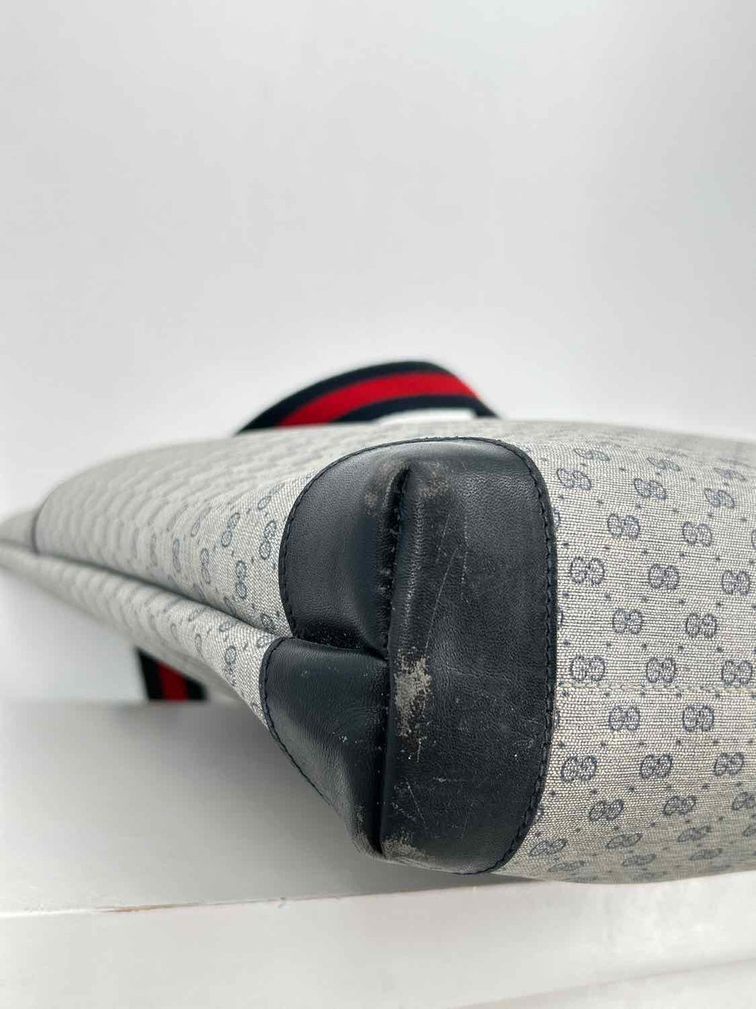 Gucci Navy Coated Canvas & Leather Vintage LUXURY