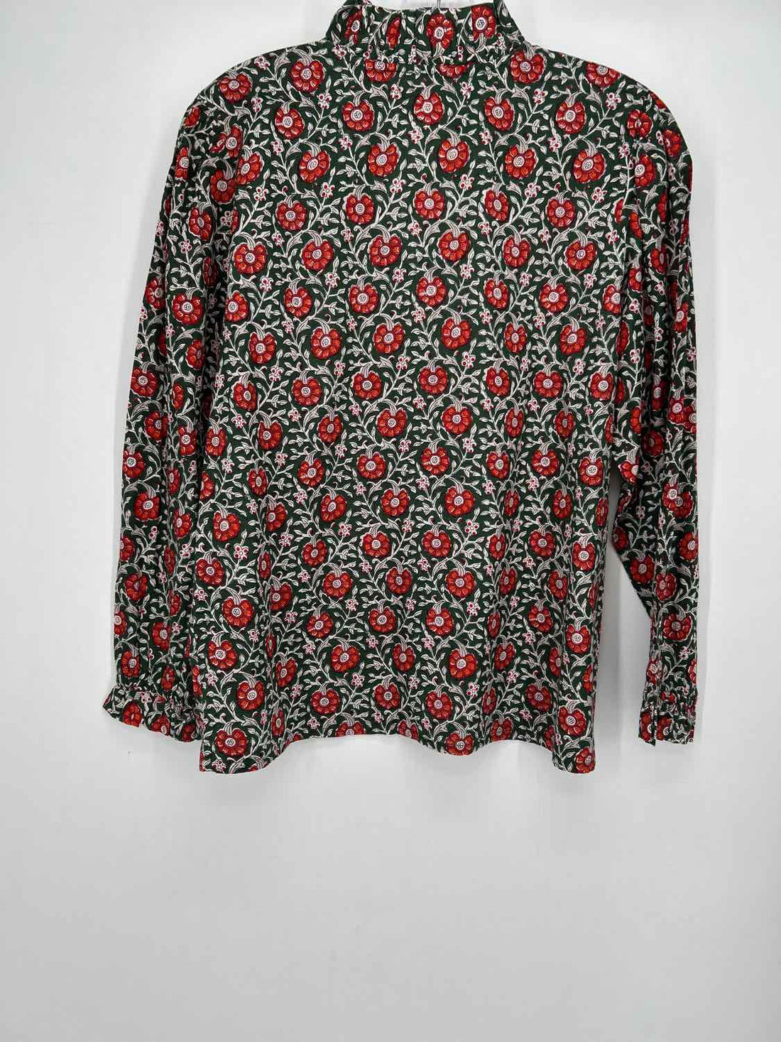 Le Bazar Coastal Size M Dark Green Floral Long Sleeve