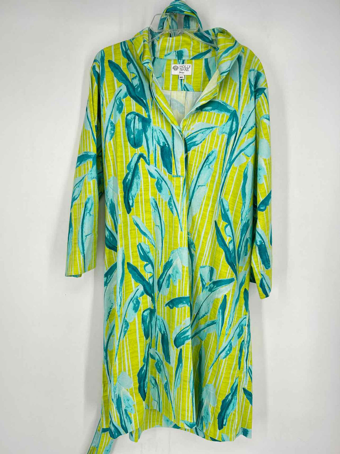 Holly Shae Size M/L Blue & Green Print Long Sleeve Dress