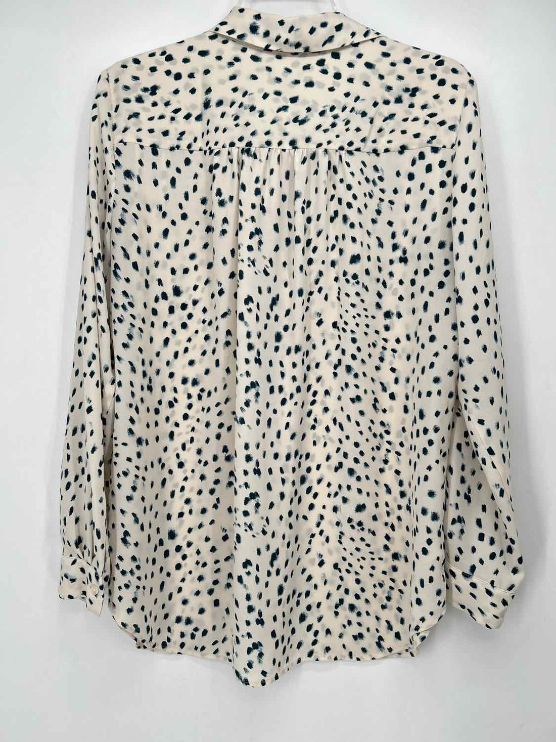 Ann Taylor Size M Cream & Teal Print Long Sleeve