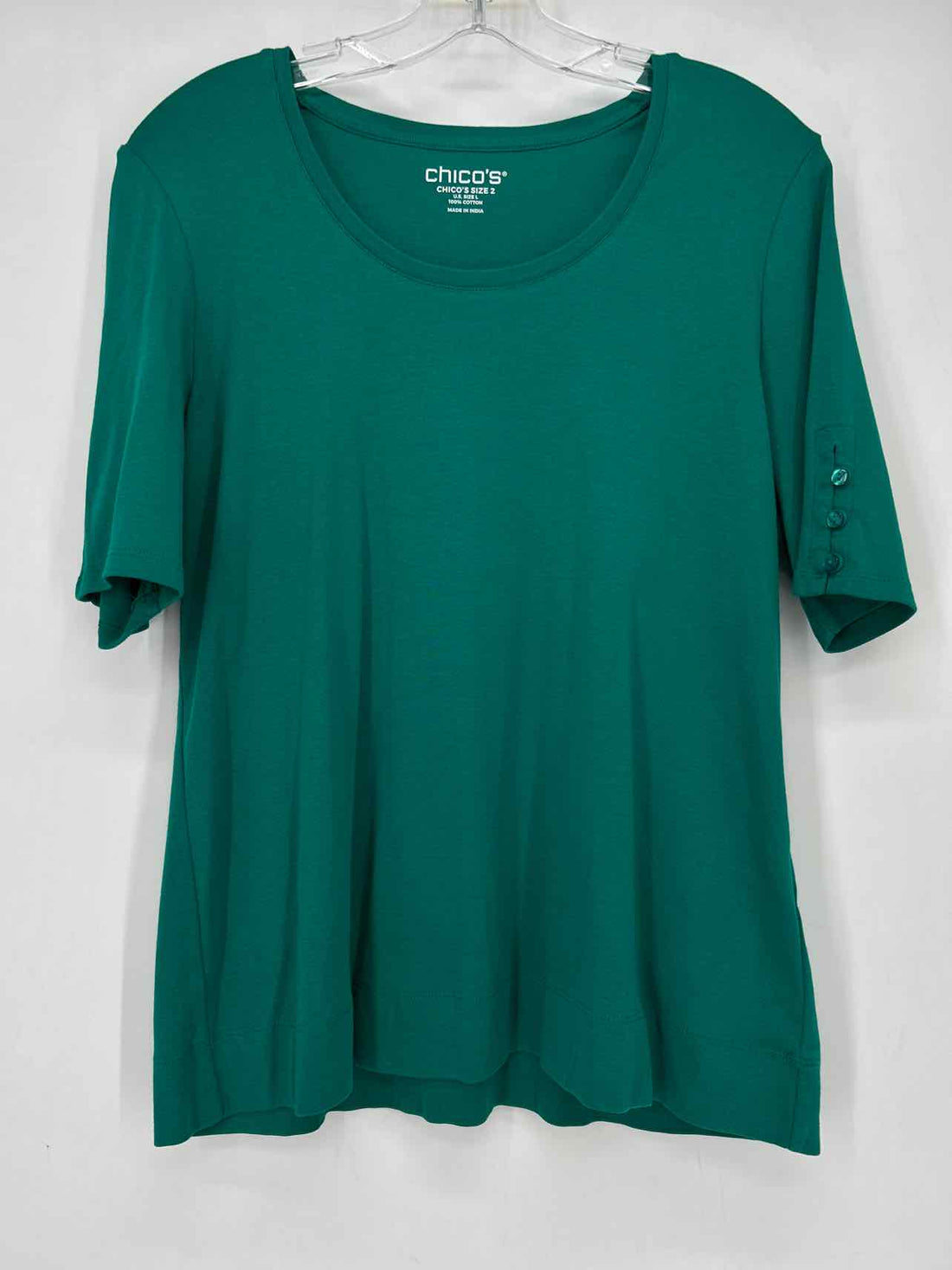 Chicos Size 2 Green Short Sleeve