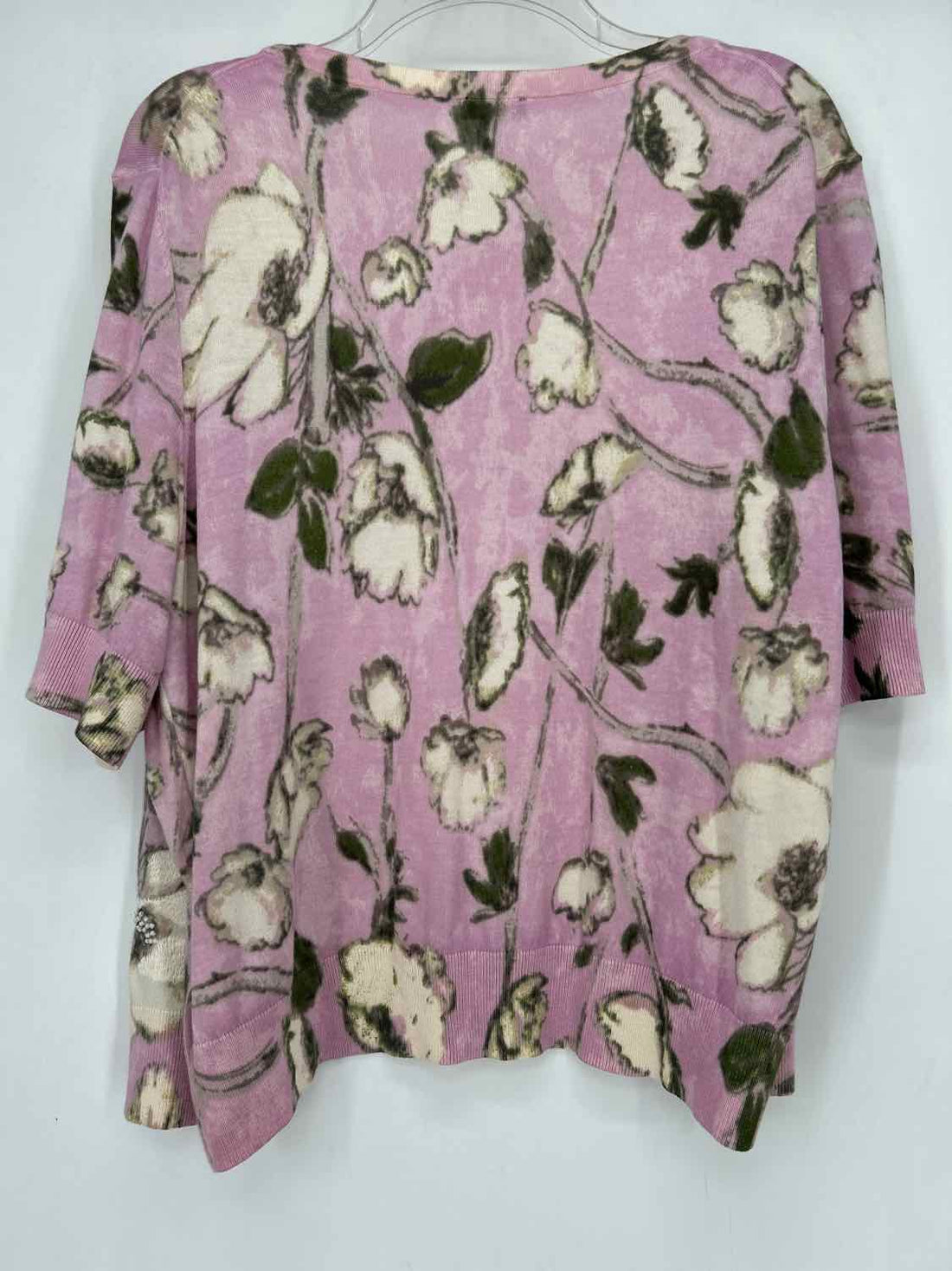 Talbots Size XL Lilac Print Short Sleeve Cardigan