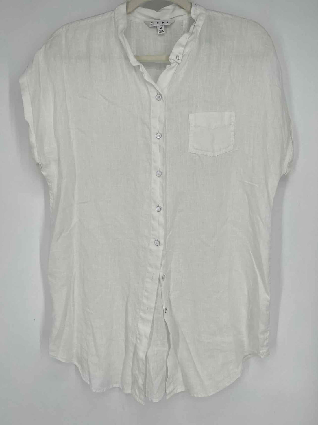 Cabi Size M White Linen Short Sleeve