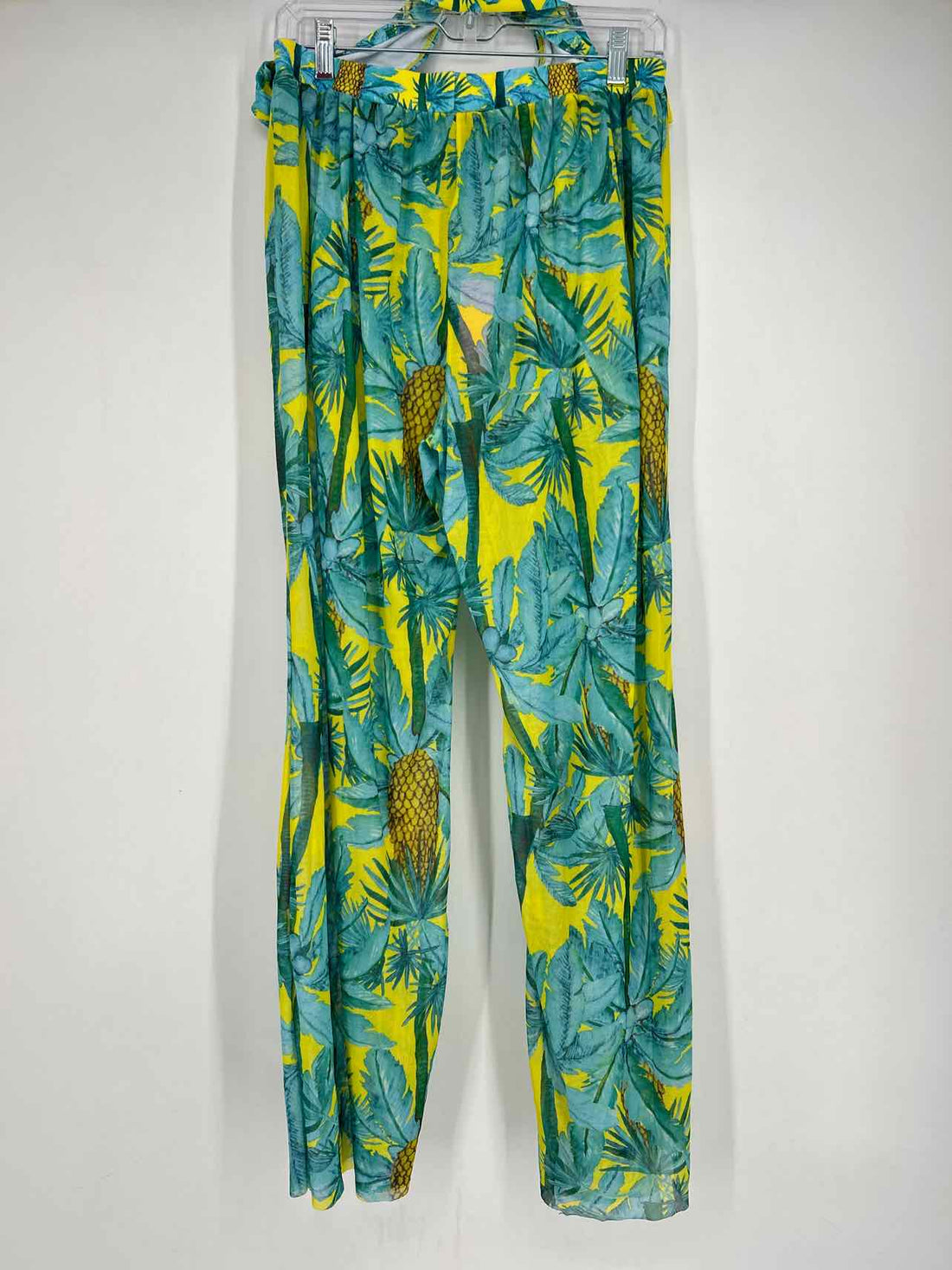 No Brand Name Size L Yellow & Blue Print Swimsuit 2 Piece