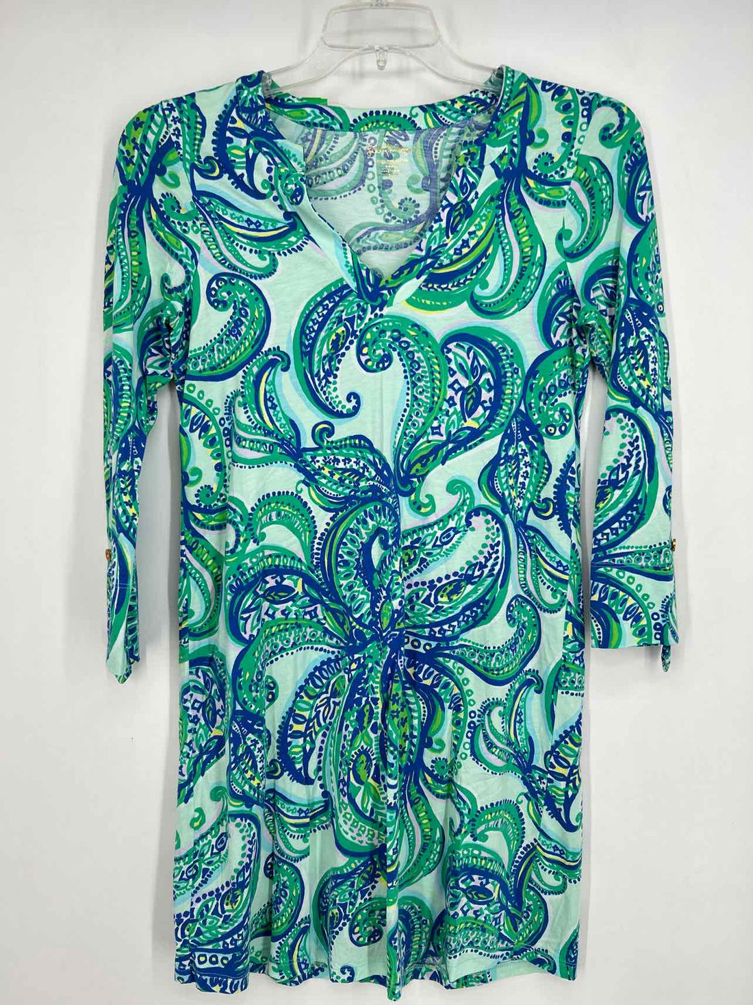 Lilly Pulitzer S Blue & Green Print Long Sleeve Lilly Pulitzer Dress
