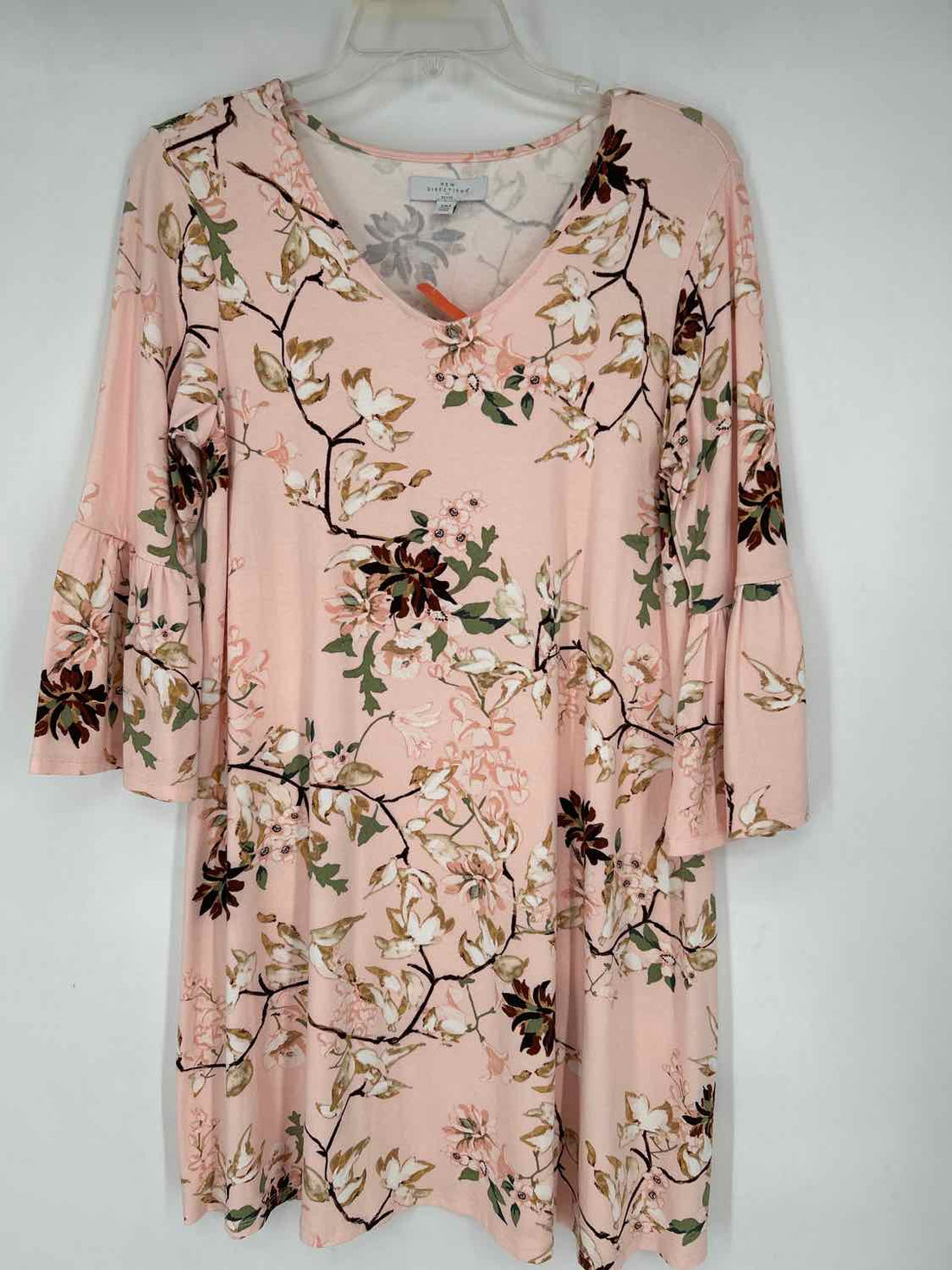 New Directions Size MP Light Pink Floral Long Sleeve Dress