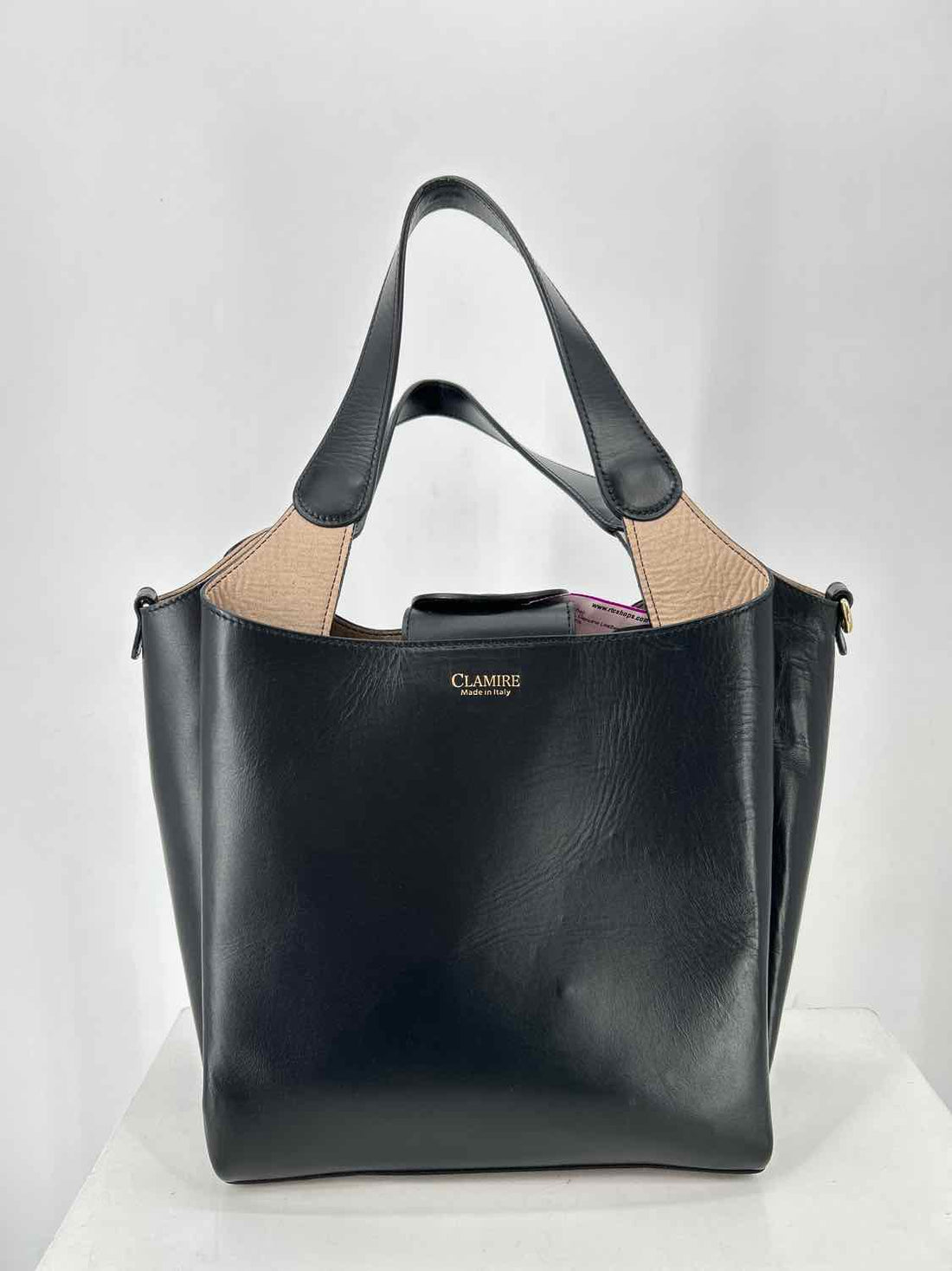 Clamire Black Genuine Leather Satchel