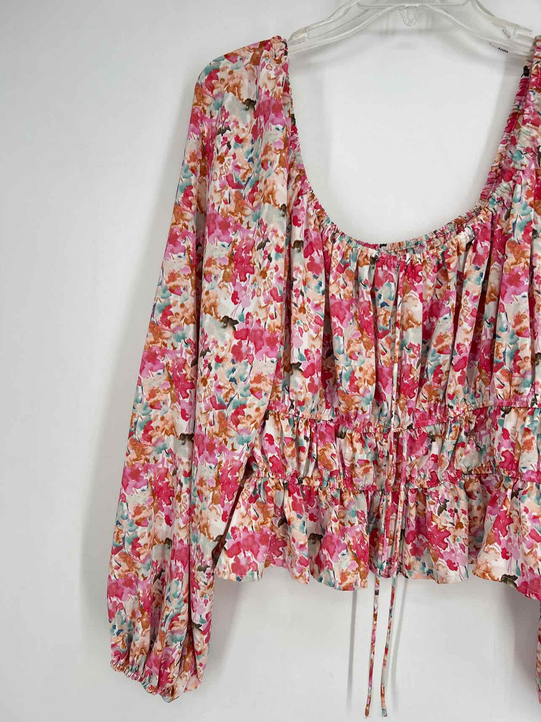 Arula Size C (3X) Pink & Tan Print Top/Blouse