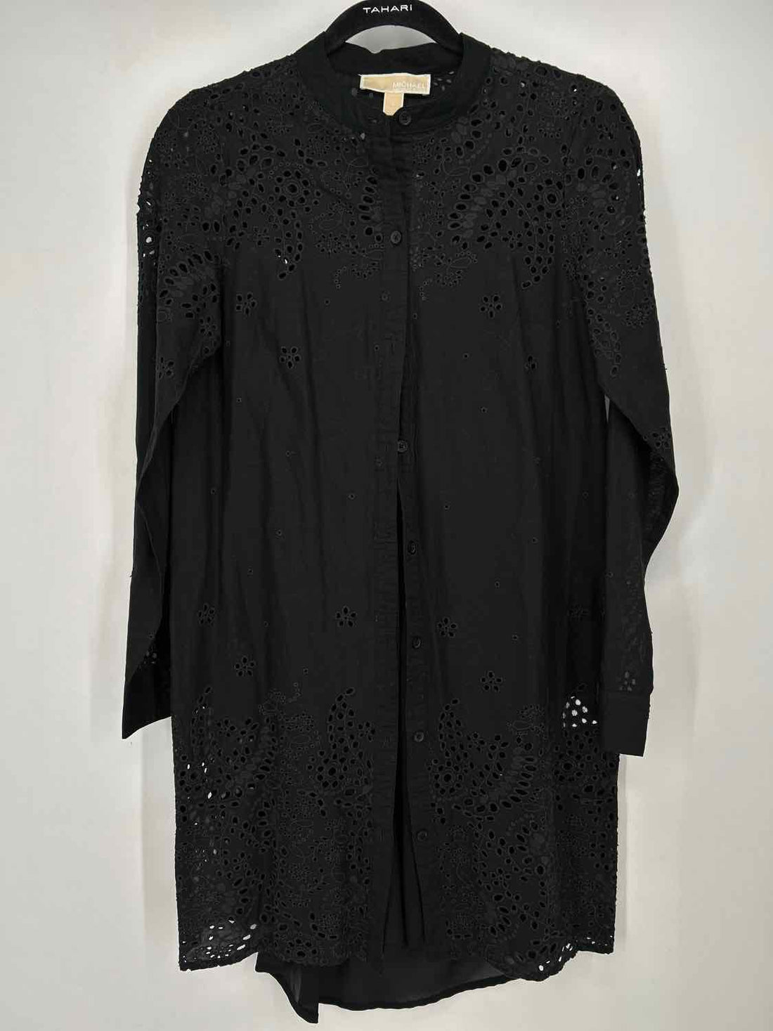 Michael Kors Size S Black Eyelet Long Sleeve Dress