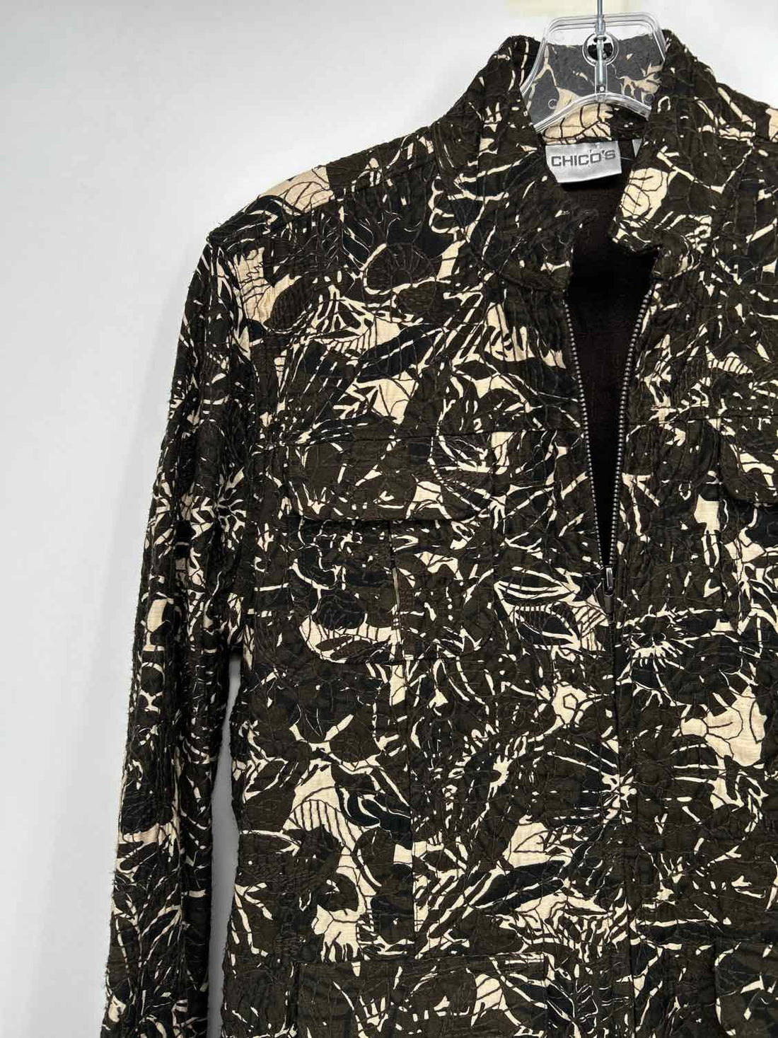 Chicos Size 1(M) Brown Print Jacket