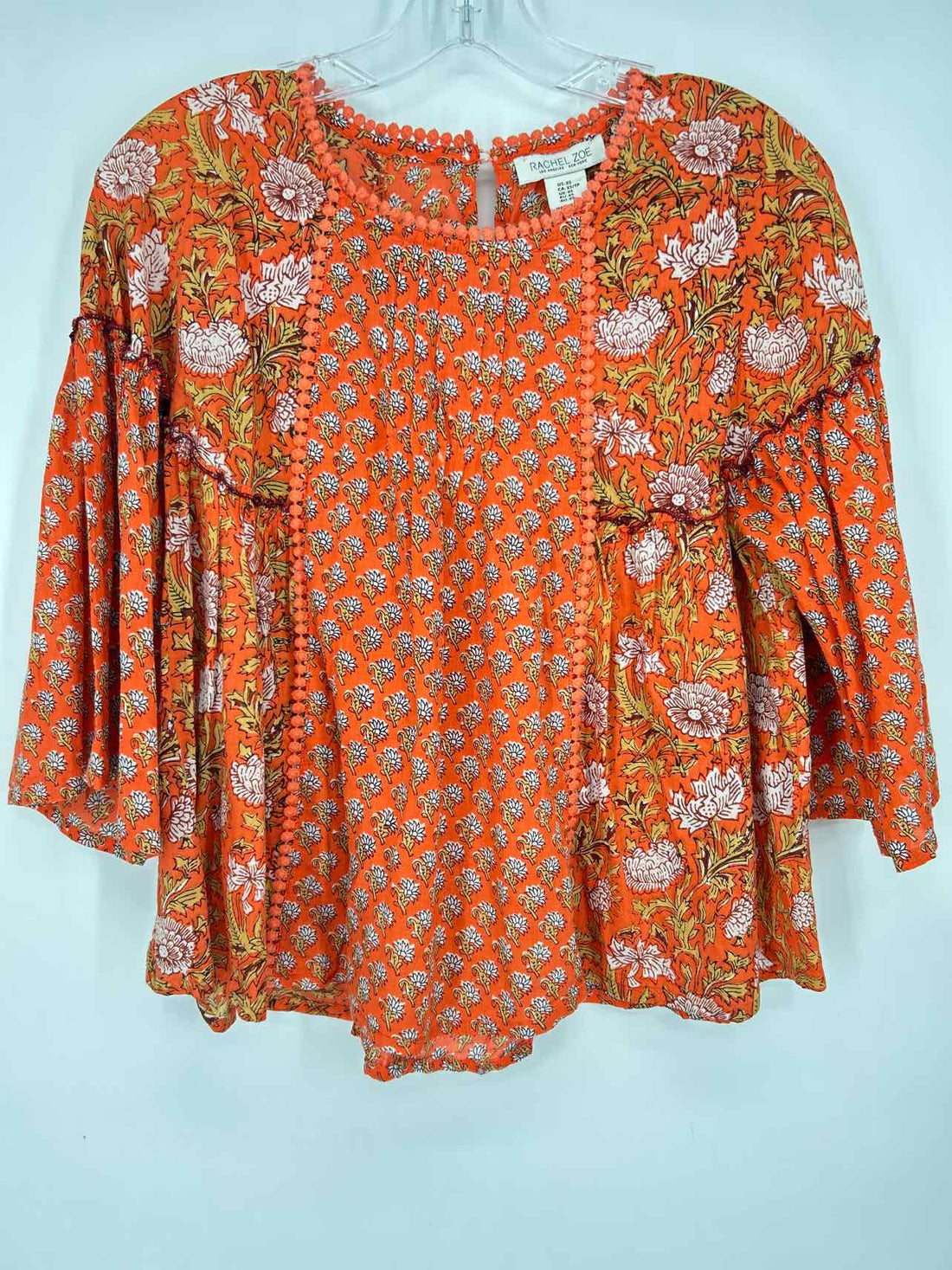 Rachel Zoe Size XS Orange & White Floral Long Sleeve