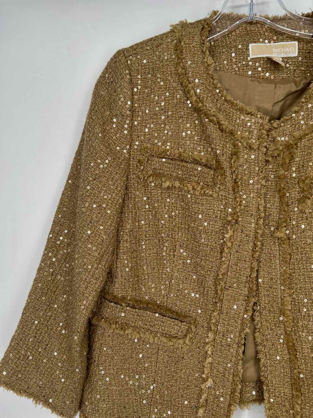 Michael Kors 4 Tan Sequins Tweed Holiday
