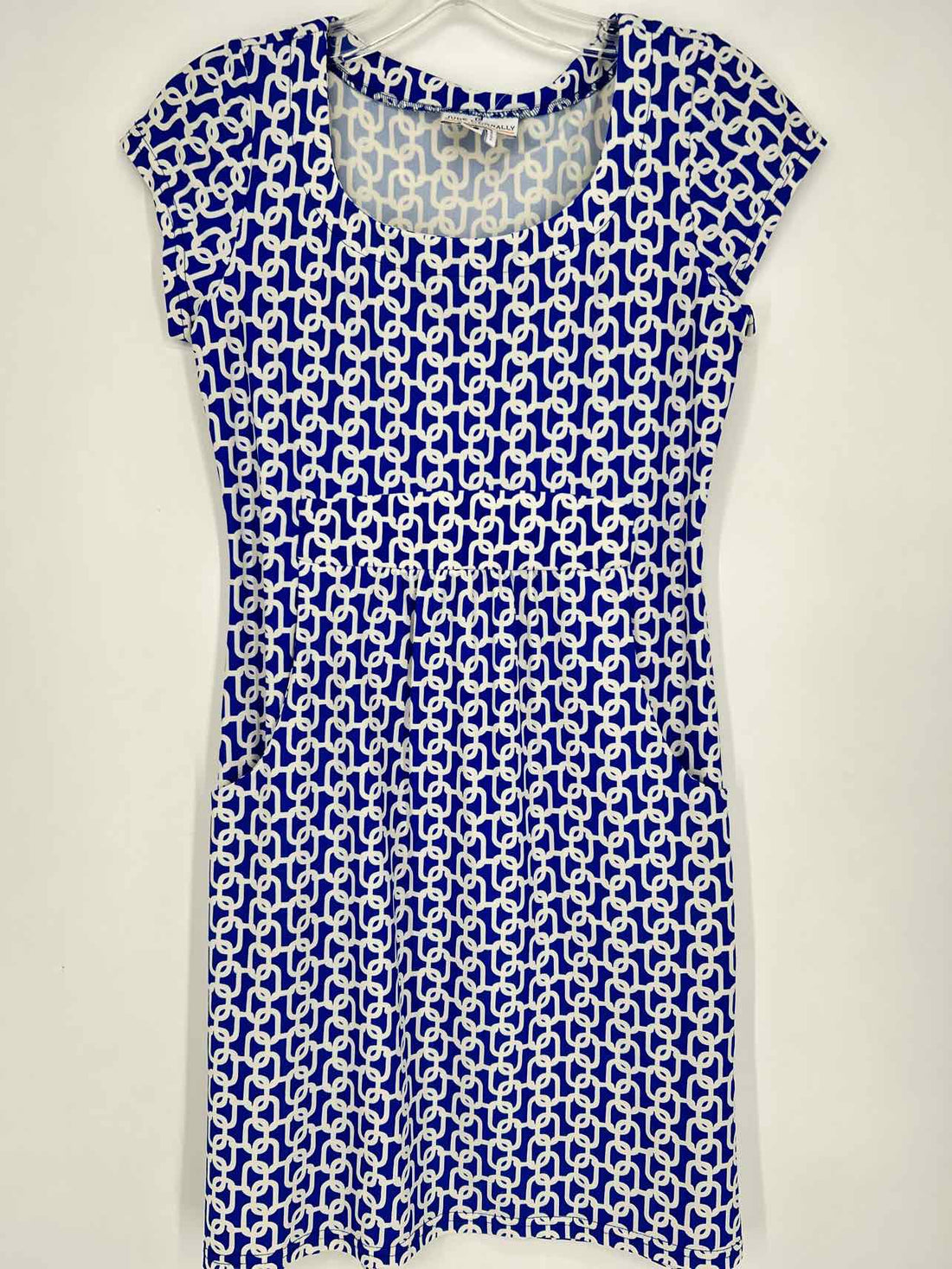 Jude Connally Size XS Cobalt Blue & Whit Short Sleeve Dress