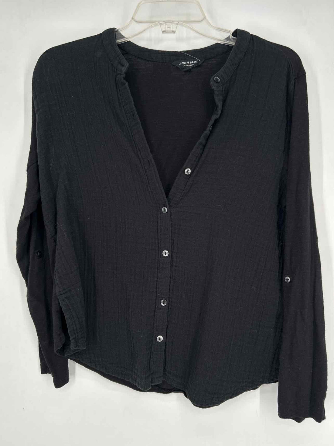 Lucky Brand Size S Black Gauze Long Sleeve