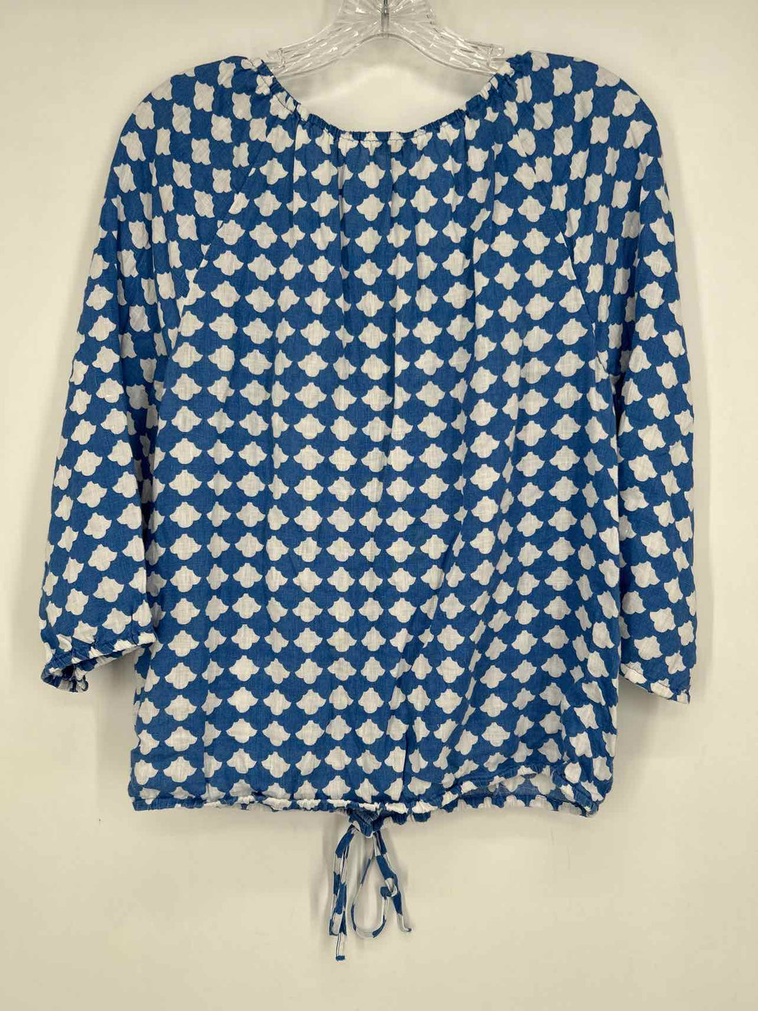 Talbots Size L Blue & White Linen Long Sleeve