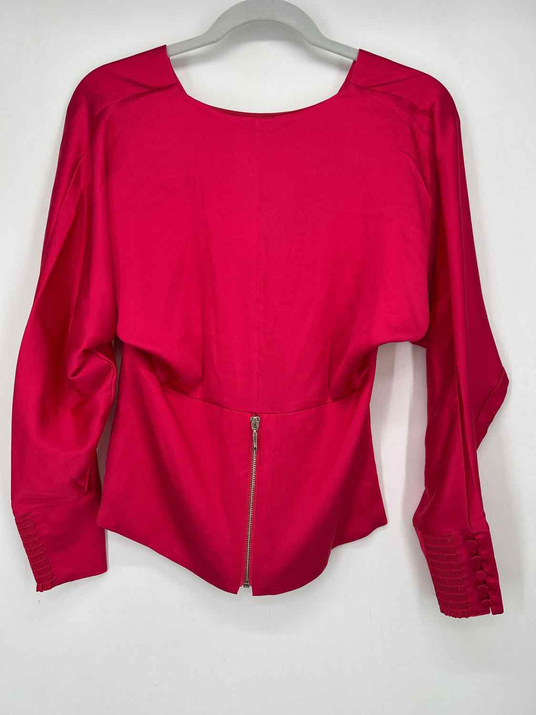 White House Black Market Size 2 Fuschia Satin Long Sleeve