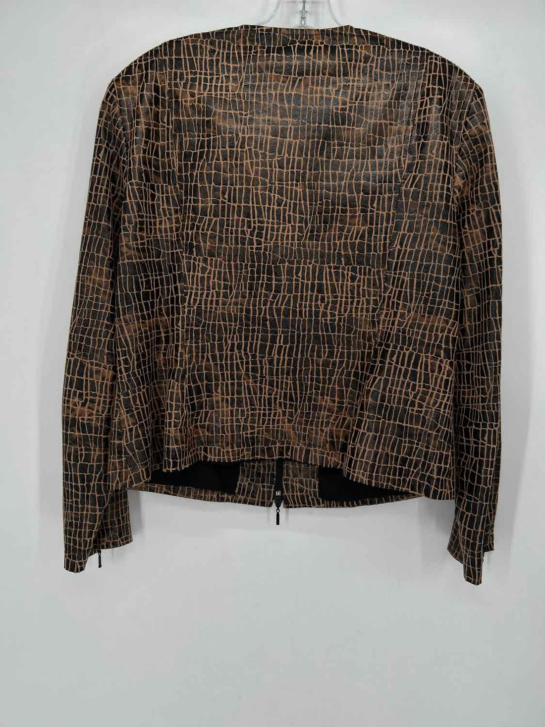 Joseph Ribkoff Size 12 Black & Tan Print Jacket