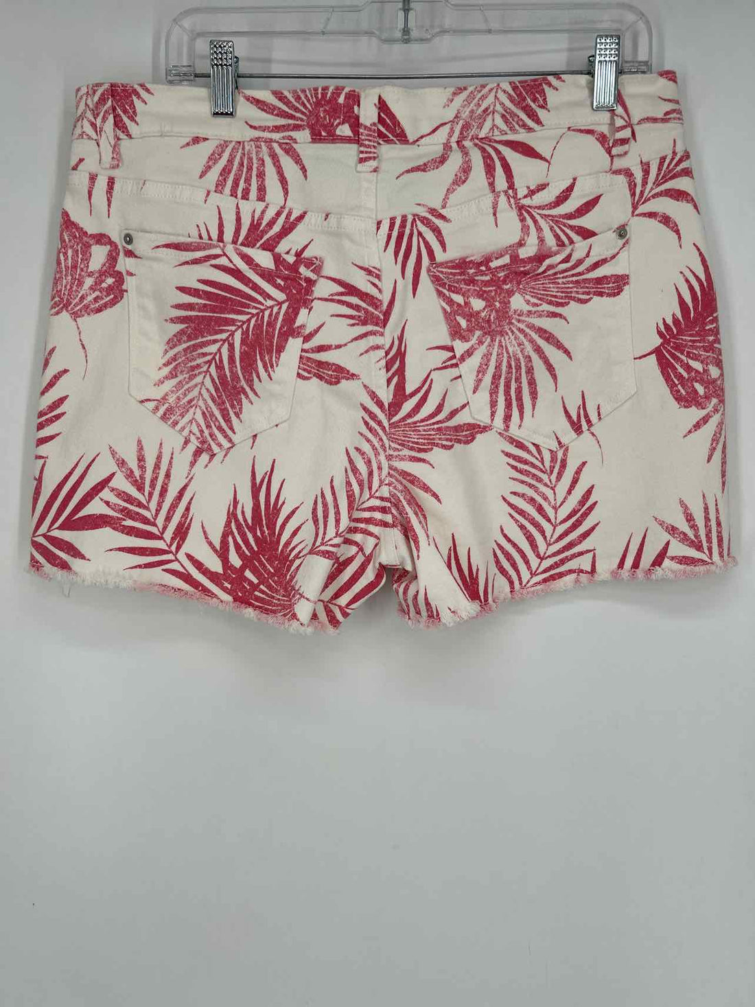 Kensie Size 12 White & Dark Pink Shorts