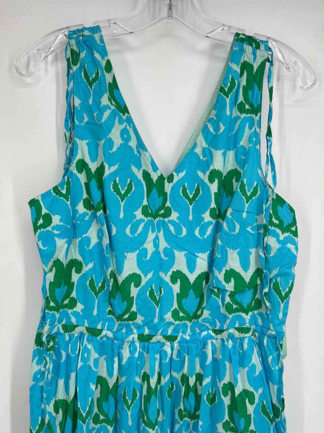 Talbots Size 14 Blue & Green Print Dress