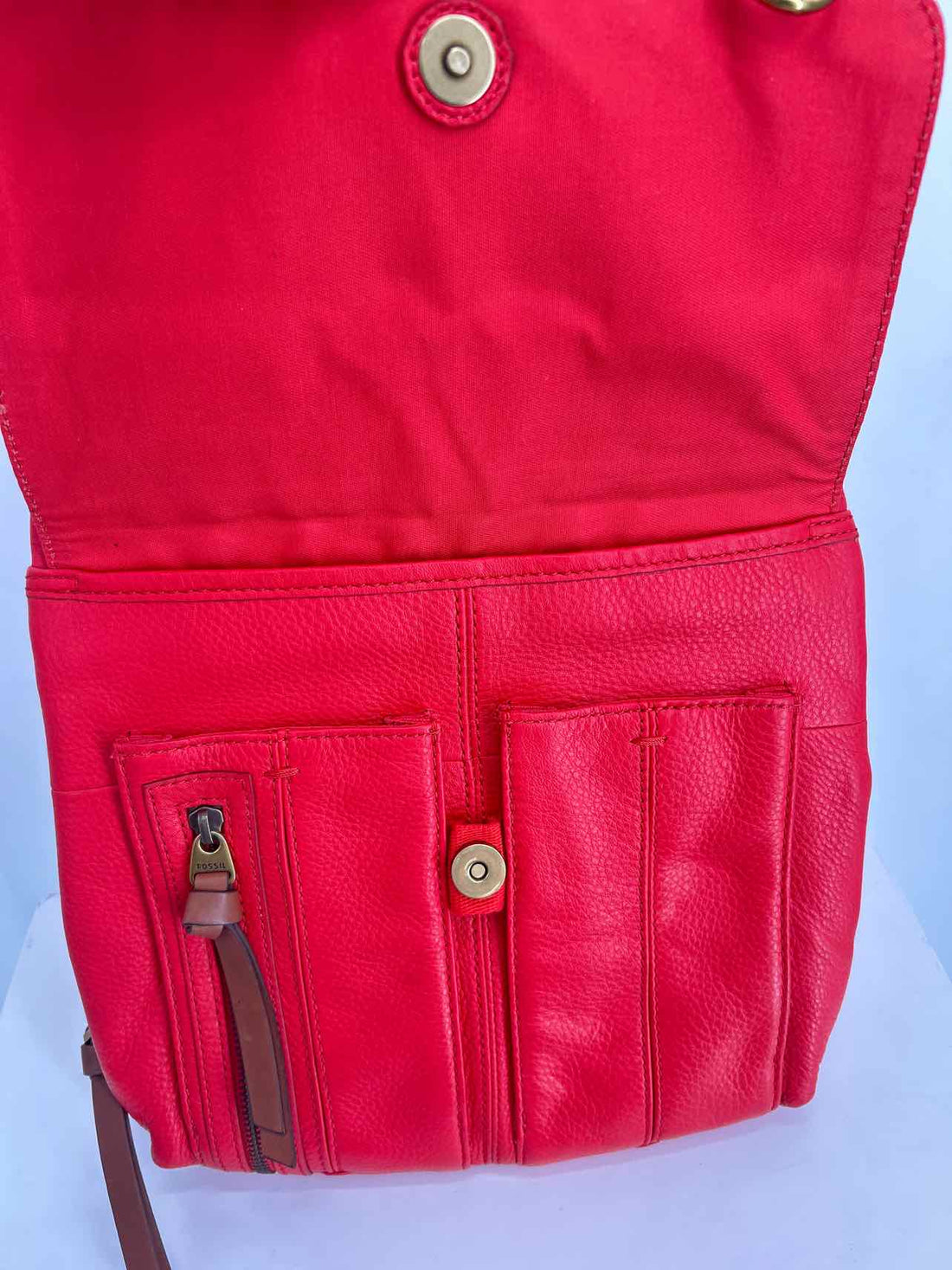 Fossil Red Leather Excellent Condition Crossbody