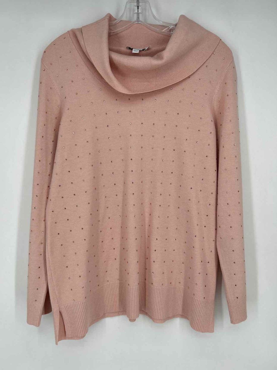 Chicos Size 1 (M) Light Pink Rhinestone Sweater