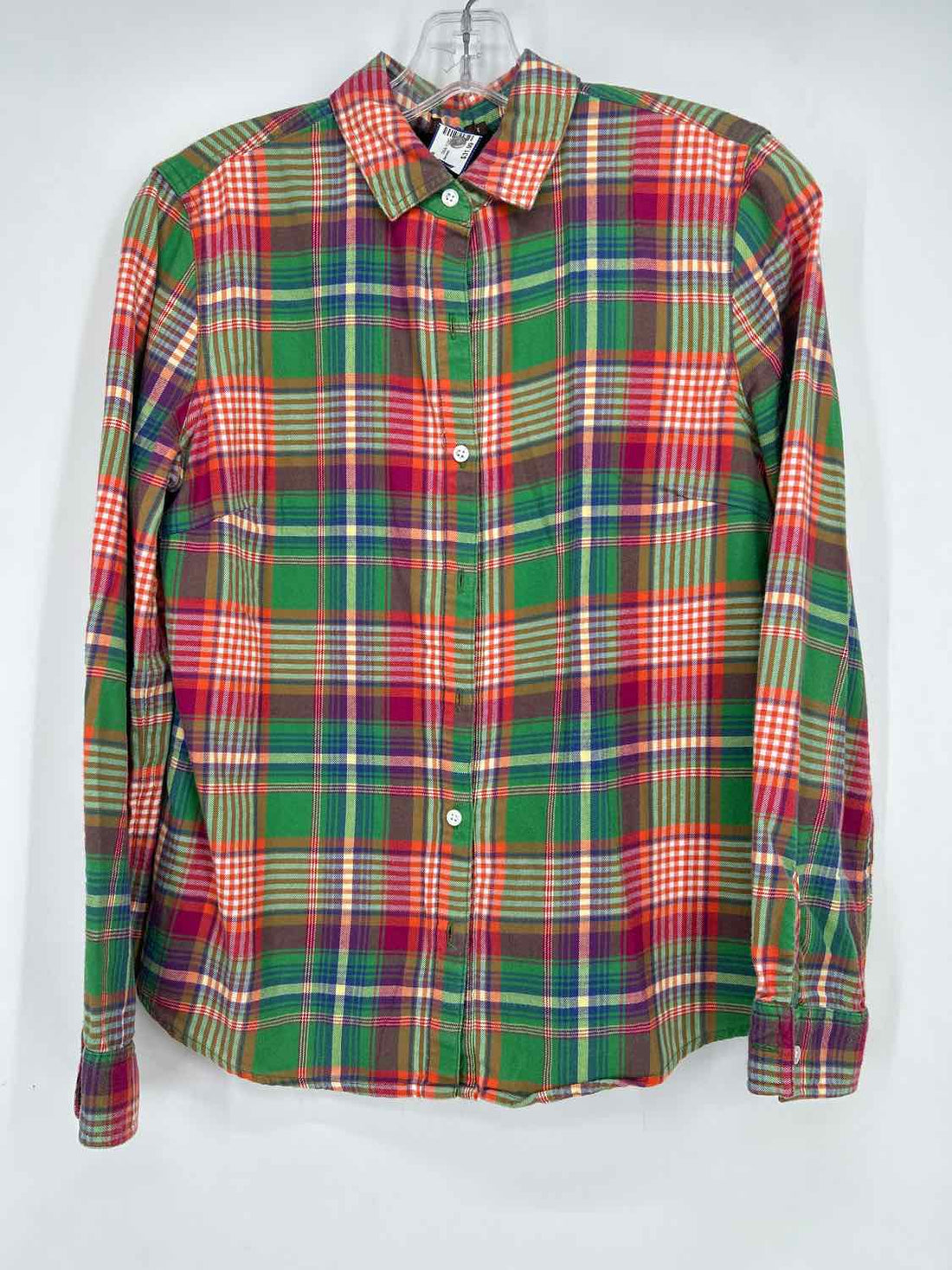 J McLaughlin Size 4 Green & Orange Plaid Long Sleeve