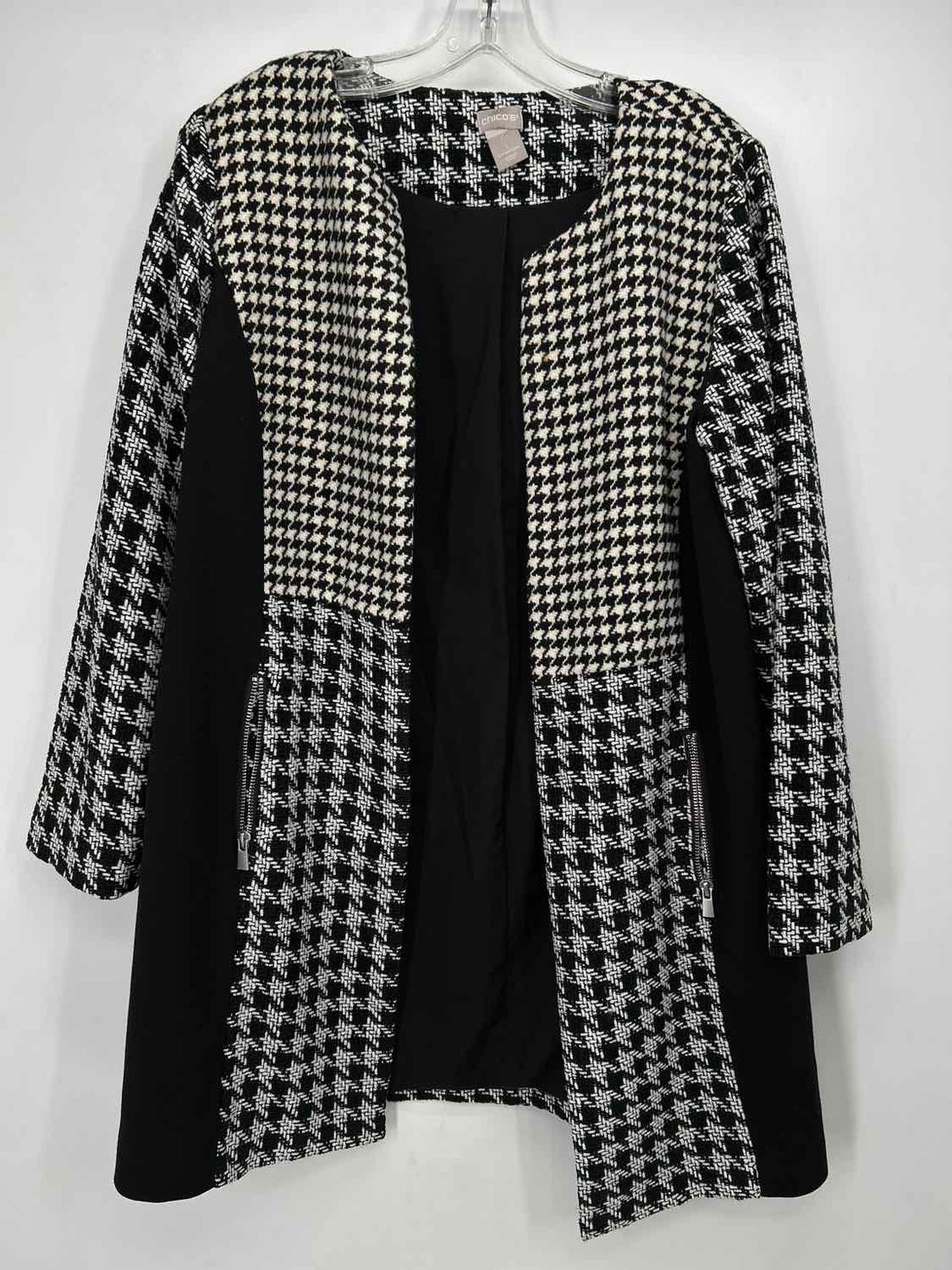 Chicos Size 1(8) Black & white tweed Jacket