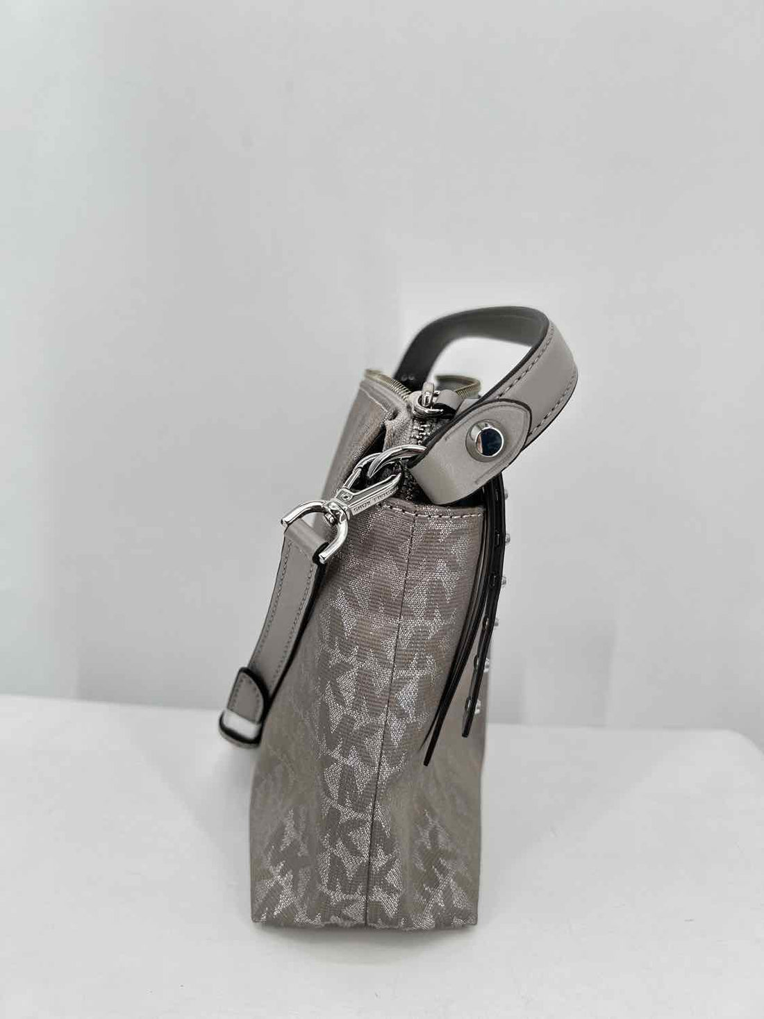 Michael Kors Silver Monogram Canvas Pre Owned Crossbody