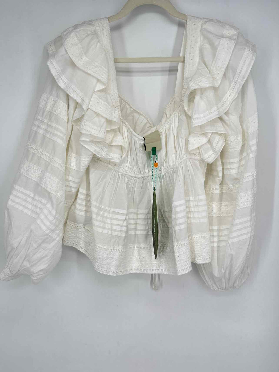 Farm for Anthropologie Size M White Embroidered NWT Long Sleeve