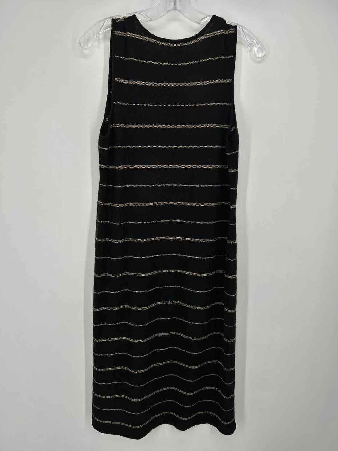 Lauren Ralph Lauren Size M Black Stripe Linen Blend Sleeveless Dress