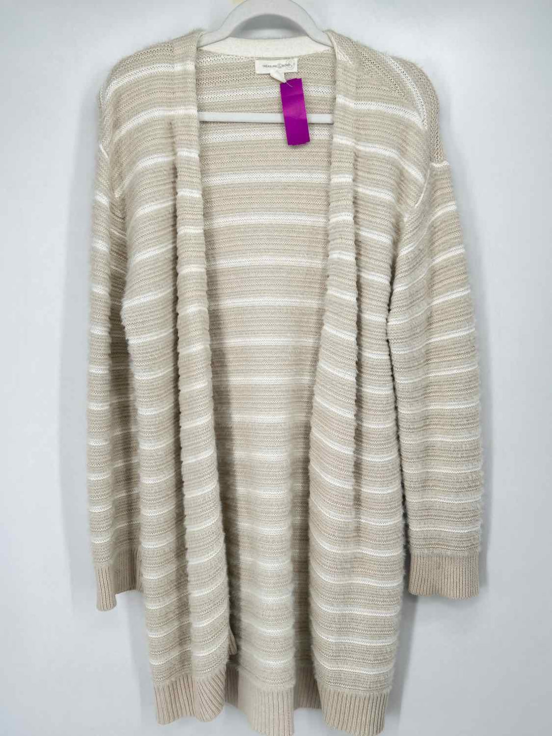 Treasure & Bond Size M Tan Striped Knit Cardigan