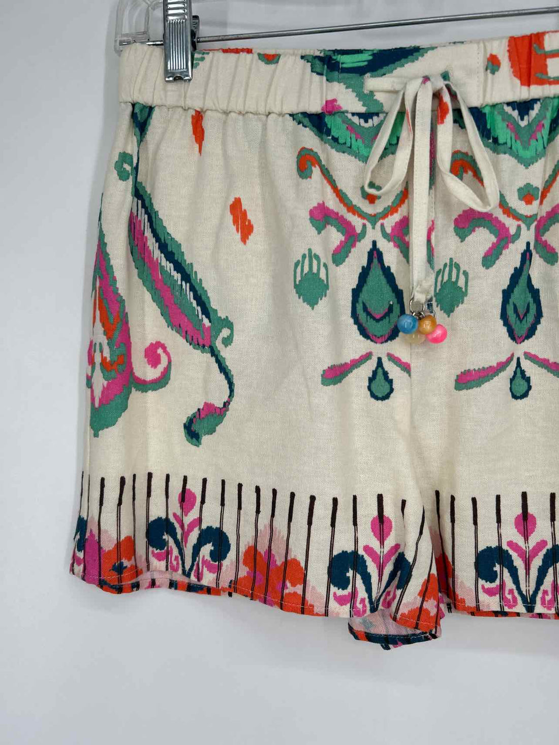 Zara Size XS Ivory Print Linen/Viscose Shorts