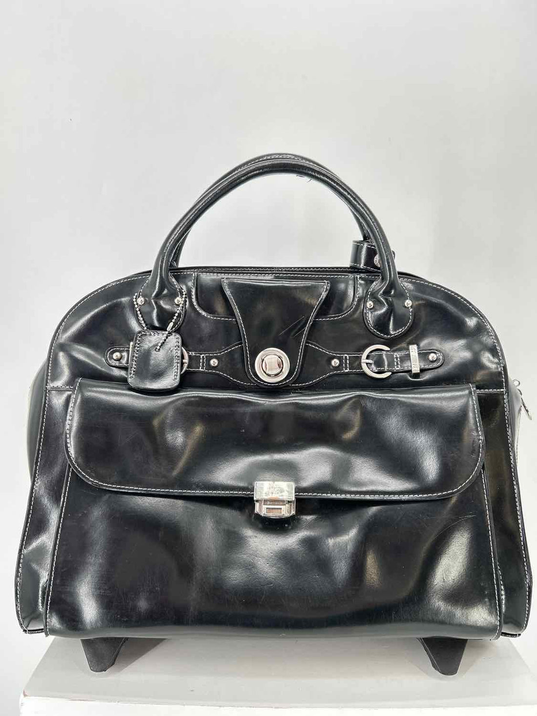 McKlein Black Leather Pre Owned Suitcase