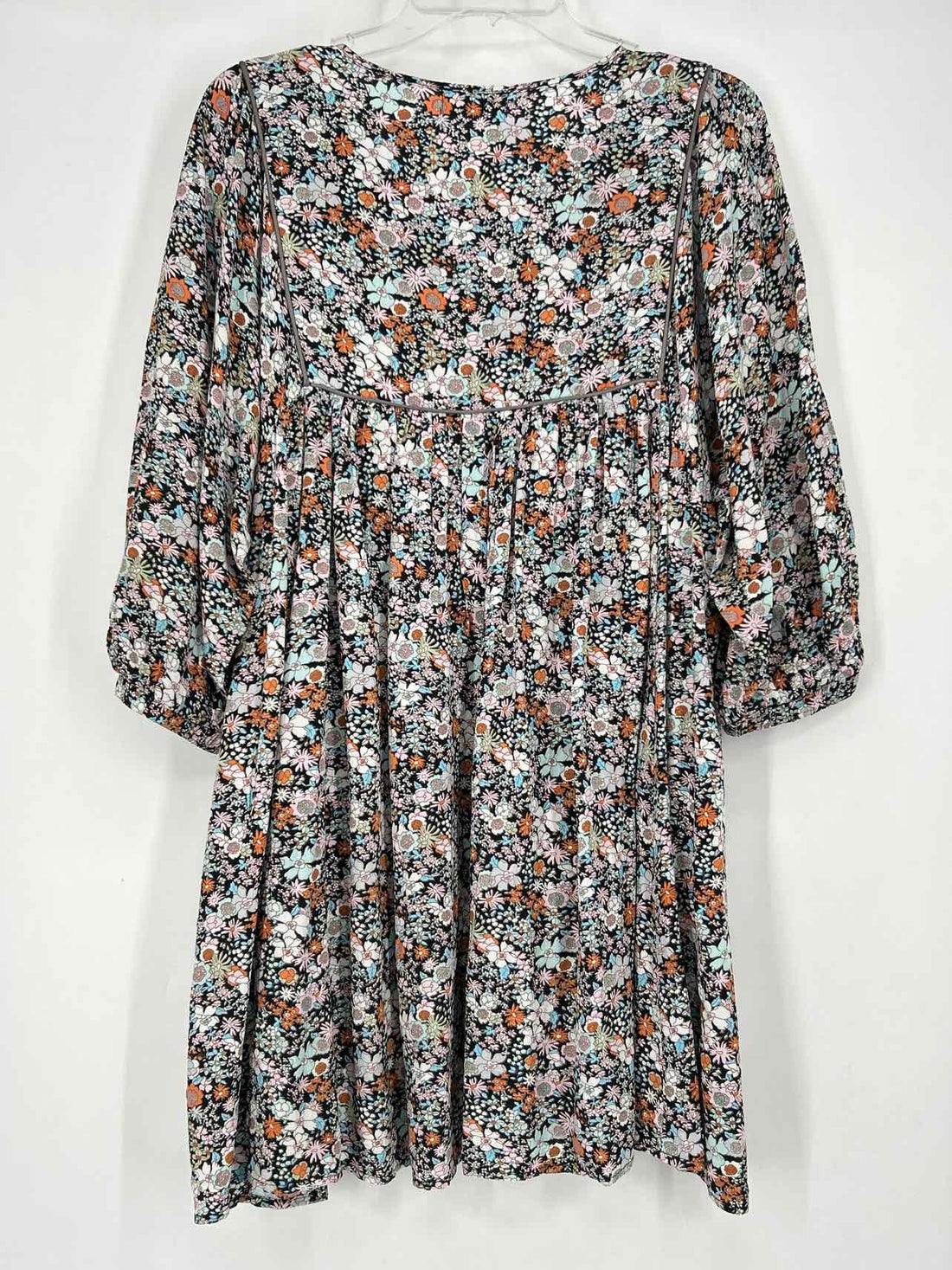 Natural Life Size S Black Floral Long Sleeve Dress
