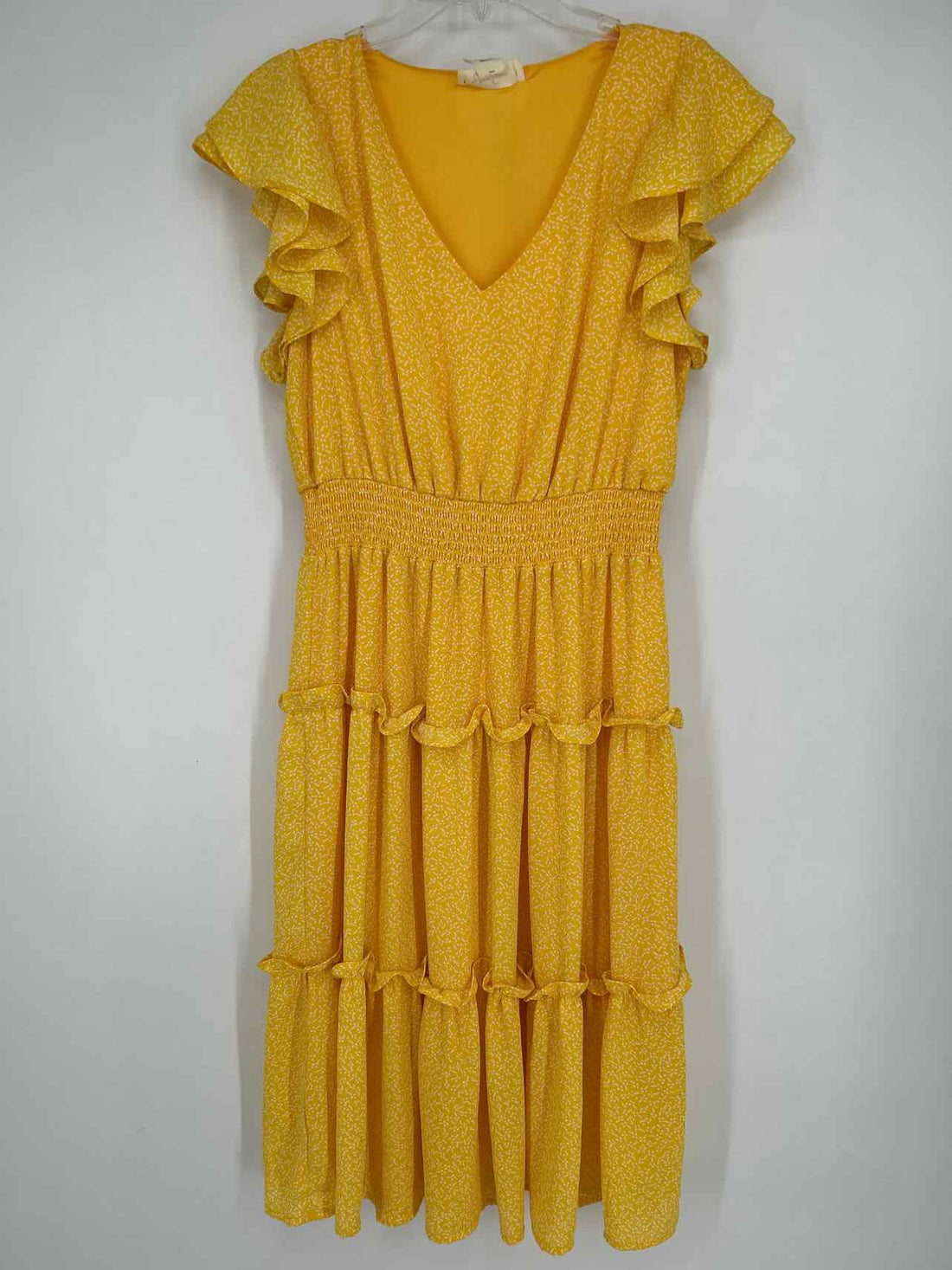 Jessica Simpson Size L Yellow Print Short Sleeve Dress