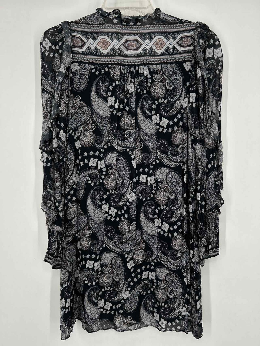 Hale Bob Size S Black Paisley Long Sleeve Dress