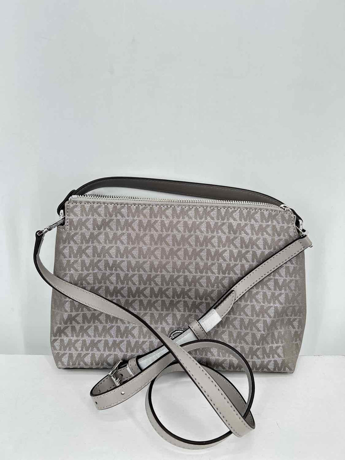 Michael Kors Silver Monogram Canvas Pre Owned Crossbody
