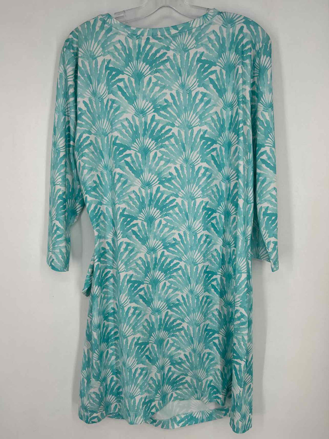 Vineyard Vines Performance Size XL Aqua & White Print Long Sleeve Dress
