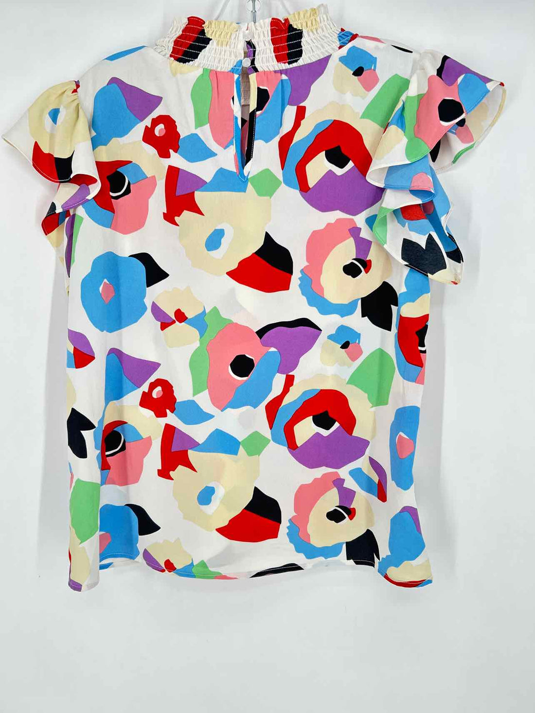 THML Size M Cream Print Short Sleeve