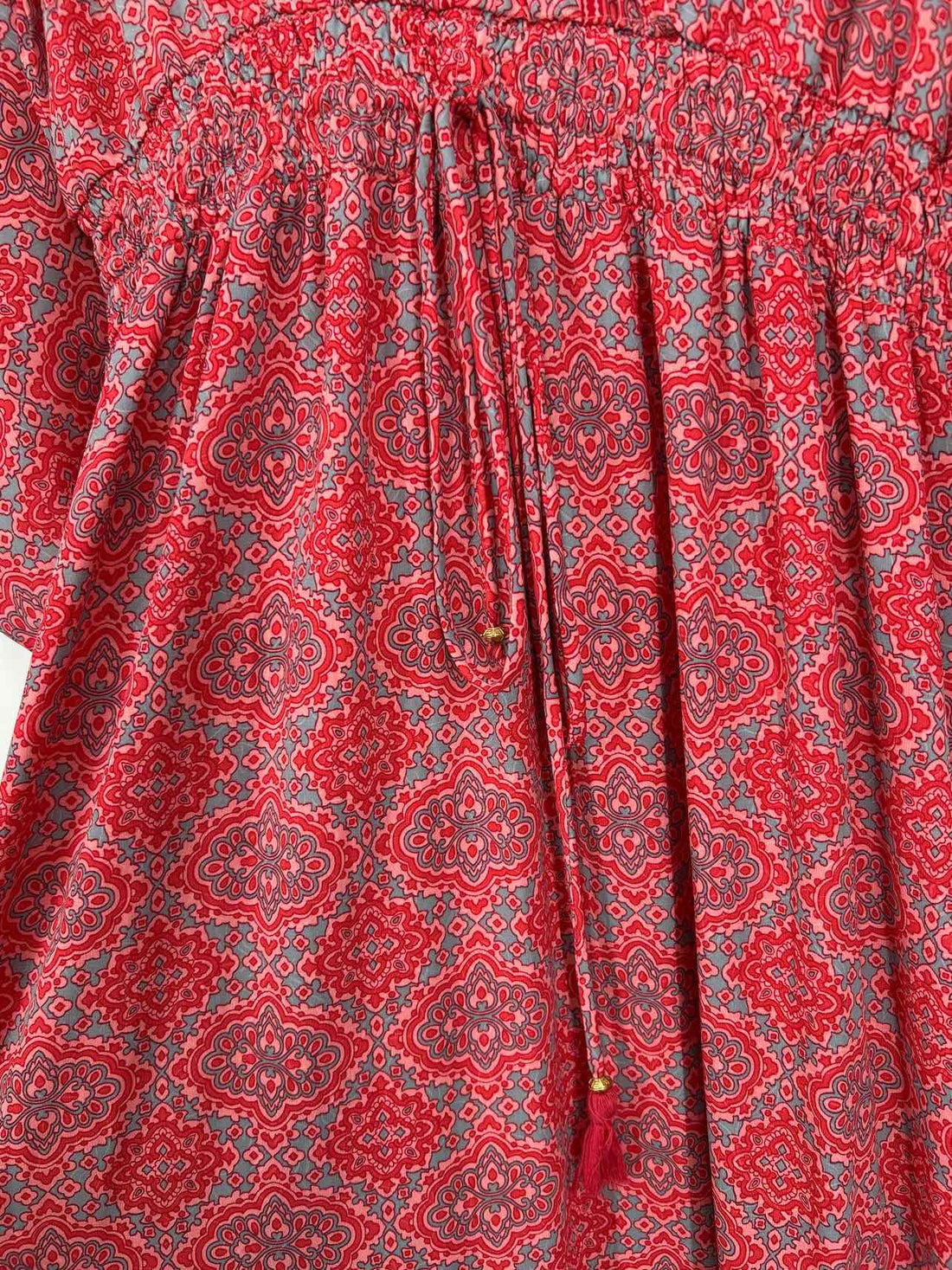 Boemo Size M Pink & Red Print Long Sleeve Maxi