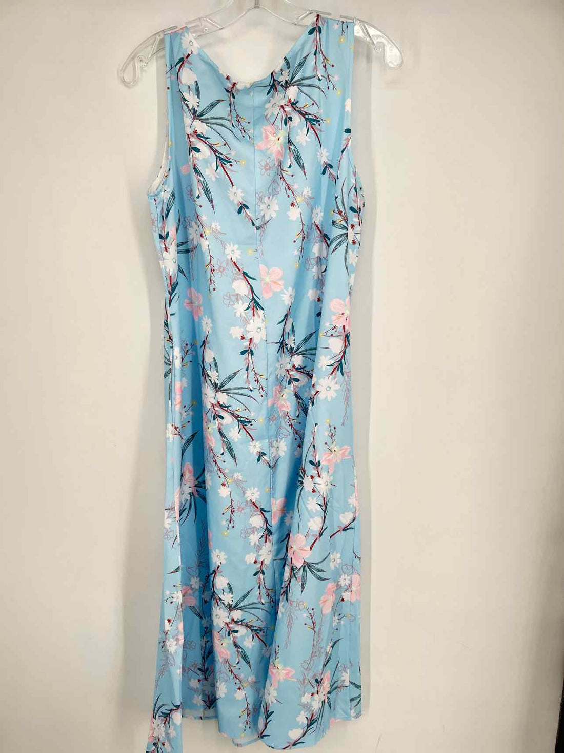 Made With Love Size L Light Blue Floral Sleeveless Dress