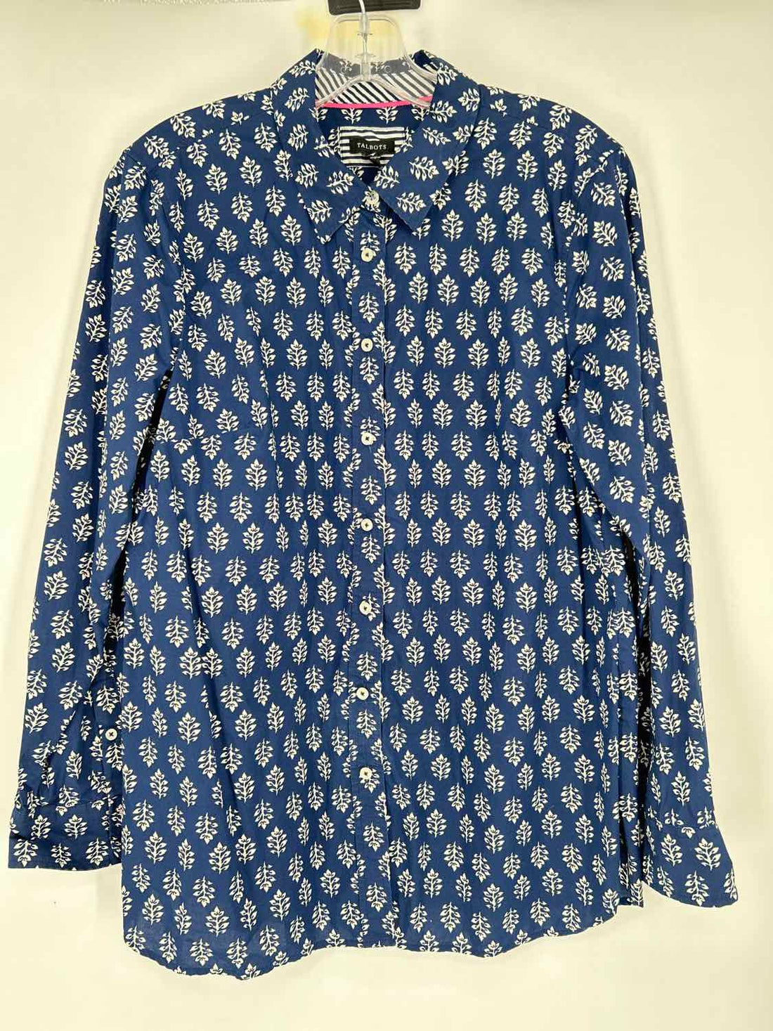Talbots Size L Blue Print Long Sleeve