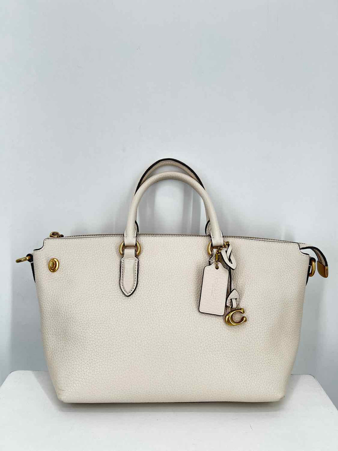 Coach Ivory Pebbled Leather Excellent Condition Satchel
