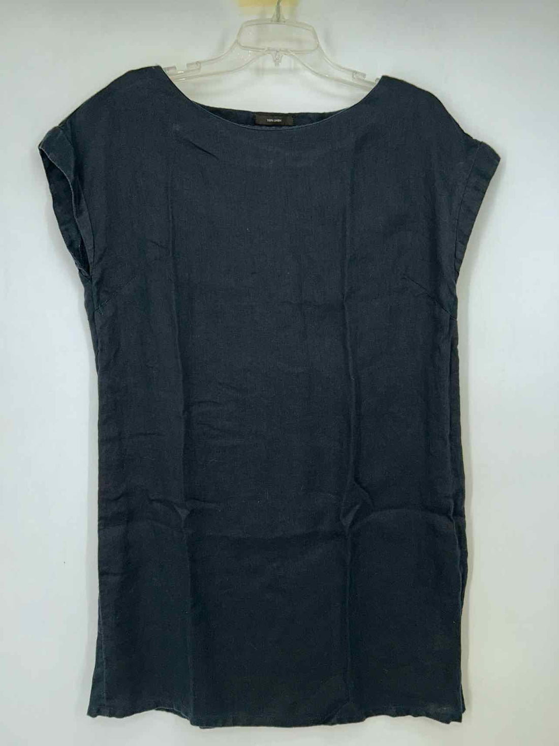 Tahari Size M Navy Linen Short Sleeve Dress