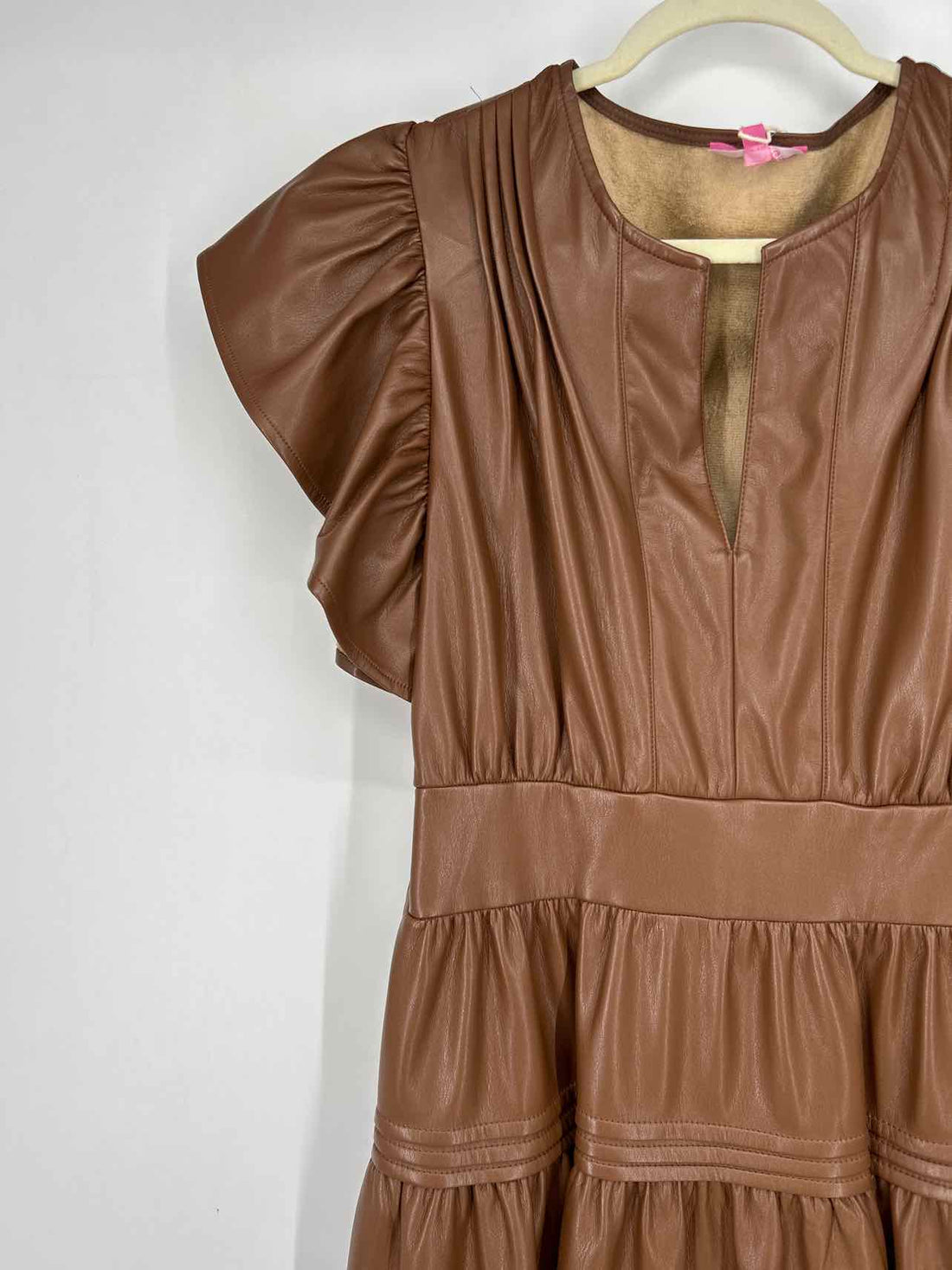 Sincerely Ours M Brown Faux Leather New Boutique Dress
