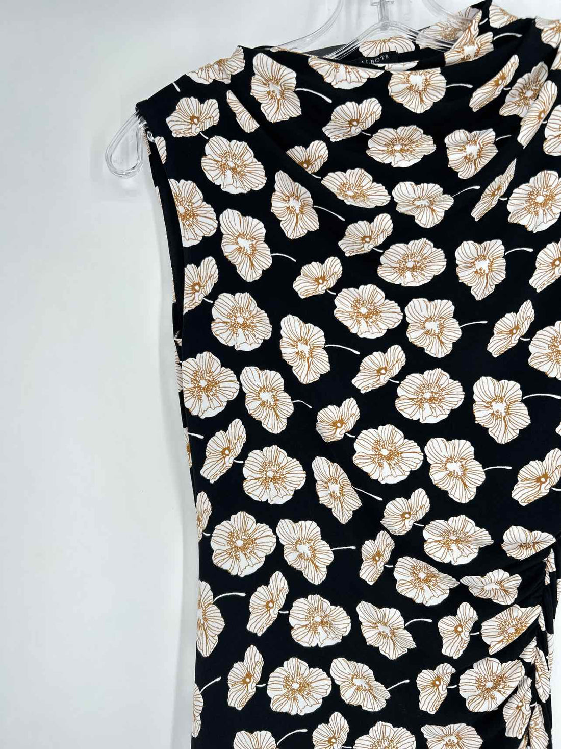 Talbots Size 2P Black & White Floral Sleeveless Dress