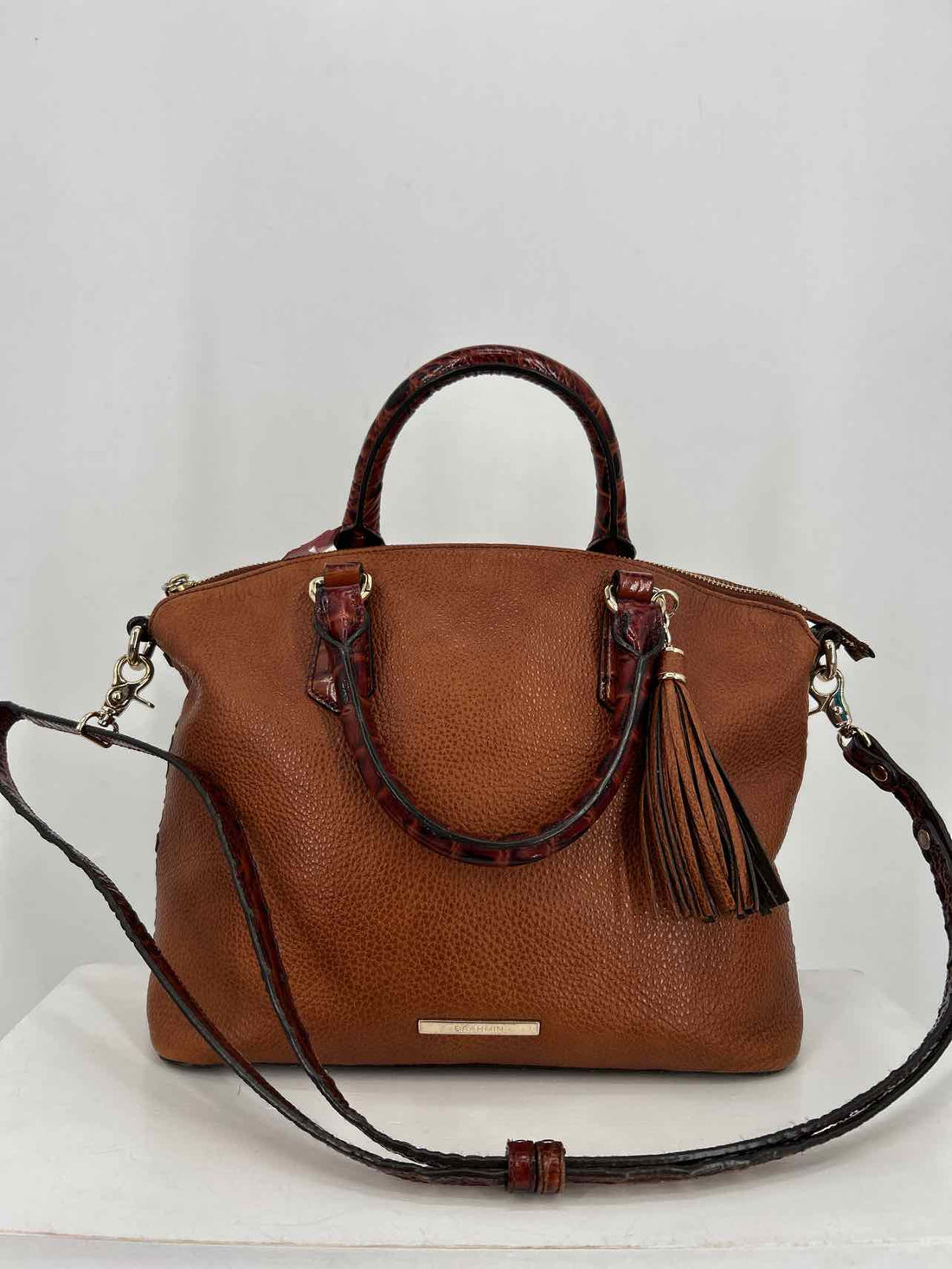 Brahmin Brown Pebbled Leather Duxbury Medium Satchel