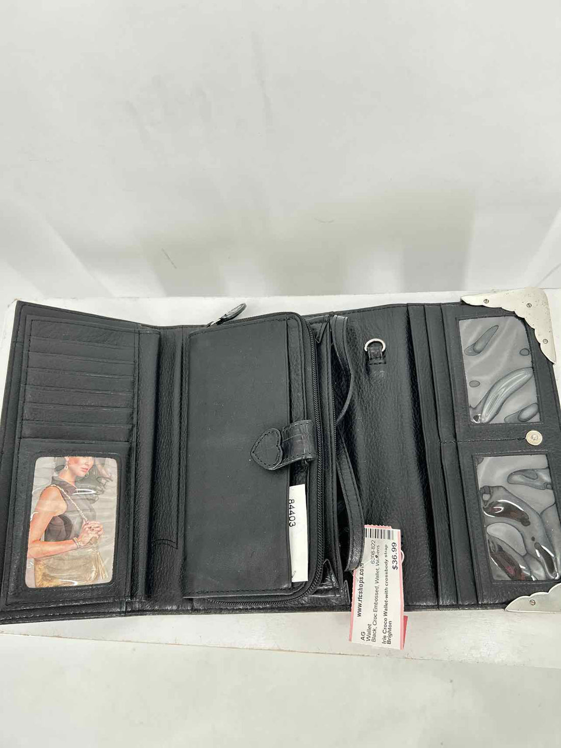 Brighton Black Croc Embossed Wallet