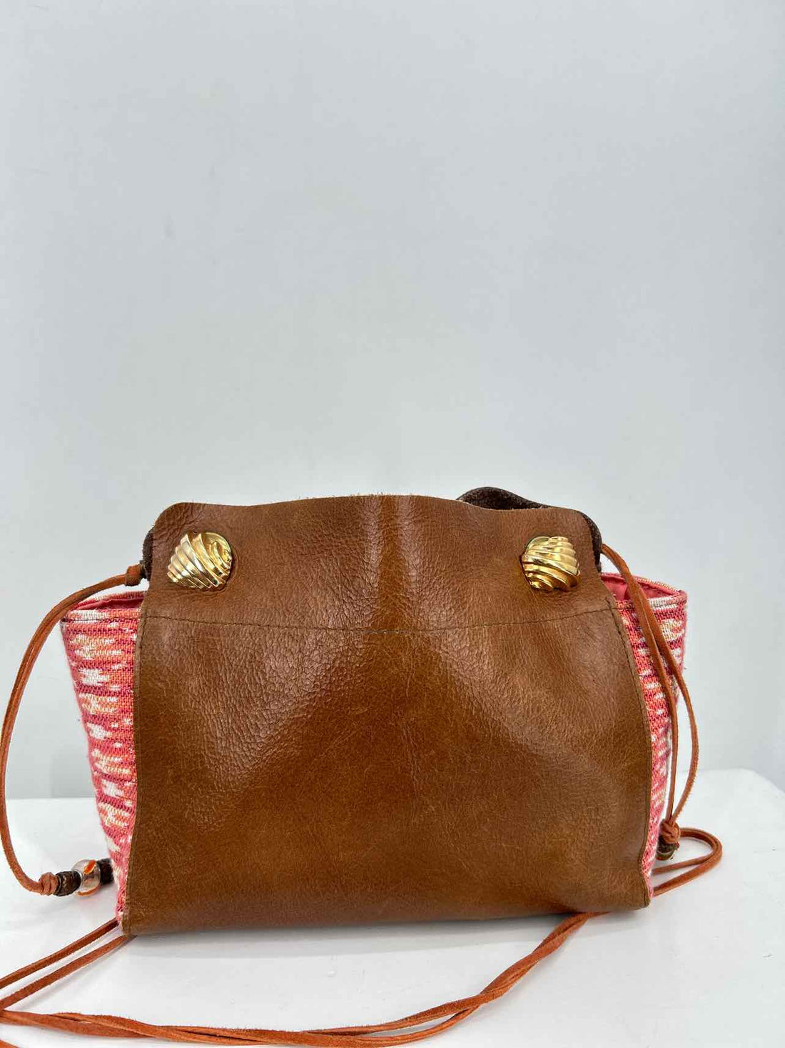 Peace of Thread Brown & Pink Leather Handmade Crossbody